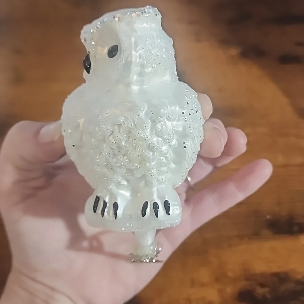 White Owl Glass Christmas Ornament FIRM PRICE IS $34 For Both I'll Do$60 Firm